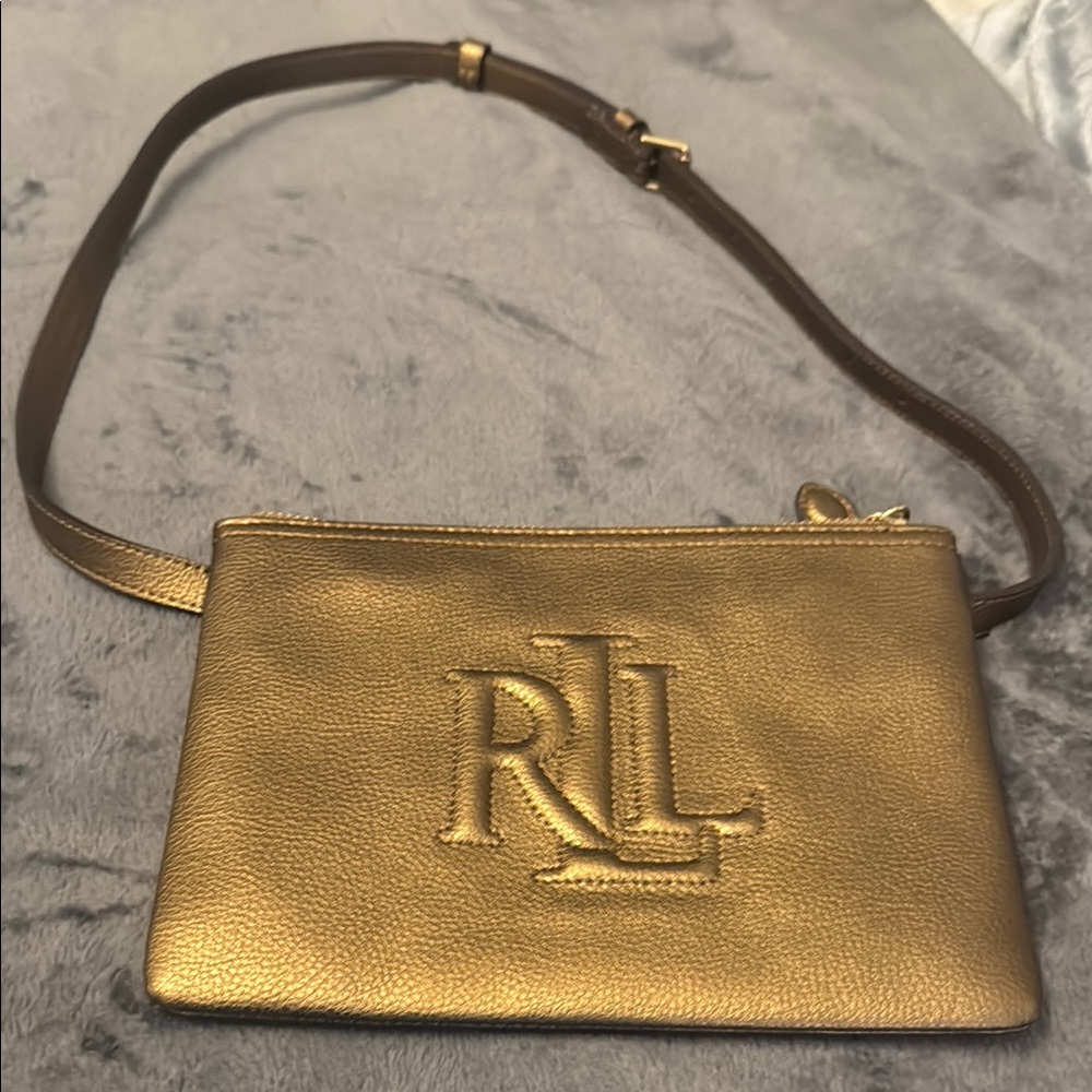 Ralph Lauren Gold belt bagwith RL Logo